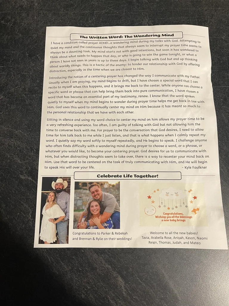 The Refuge Newsletter, October 2026 — back page with The Written Word and Celebrate Life Together.